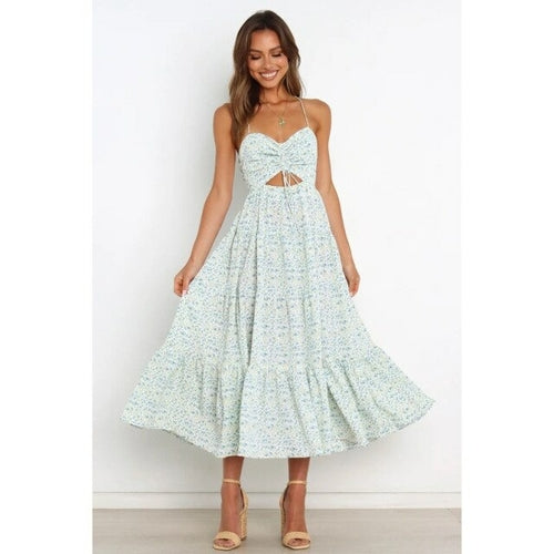Robe longue à imprimé floral et fines bretelles pour un look frais
