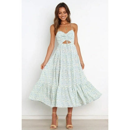 Robe longue à imprimé floral et fines bretelles pour un look frais