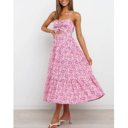 Robe longue à imprimé floral et fines bretelles pour un look frais
