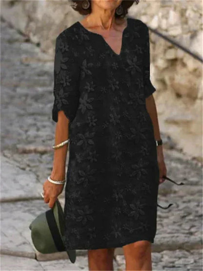 Liliana - Élégante robe midi à fleurs