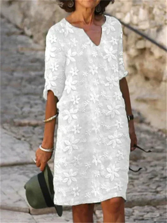 Liliana - Élégante robe midi à fleurs