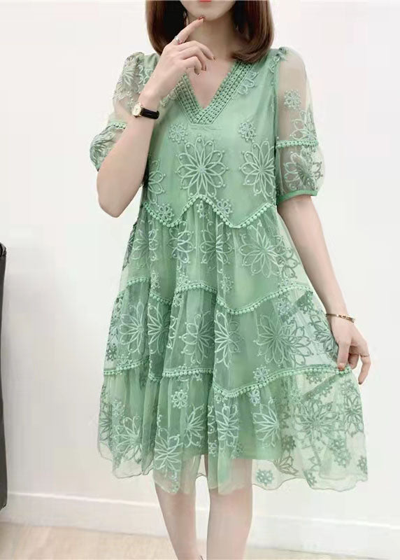 Ephentia - Robe en patchwork avec broderies et demi-manches, deux pièces