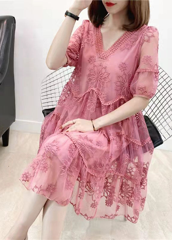 Ephentia - Robe en patchwork avec broderies et demi-manches, deux pièces