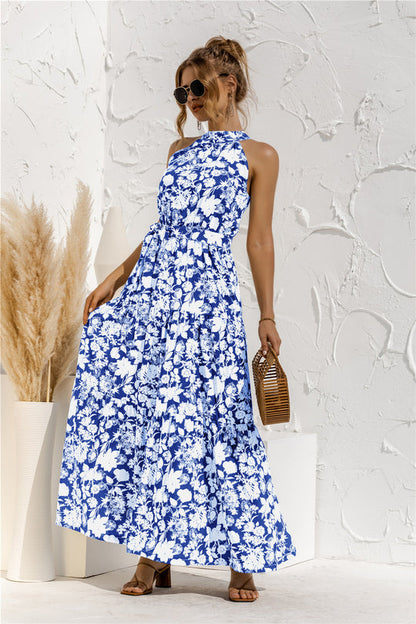 Evonne - Robe longue avec ceinture à nouer et imprimé à pois coloré