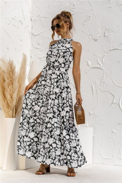 Evonne - Robe longue avec ceinture à nouer et imprimé à pois coloré