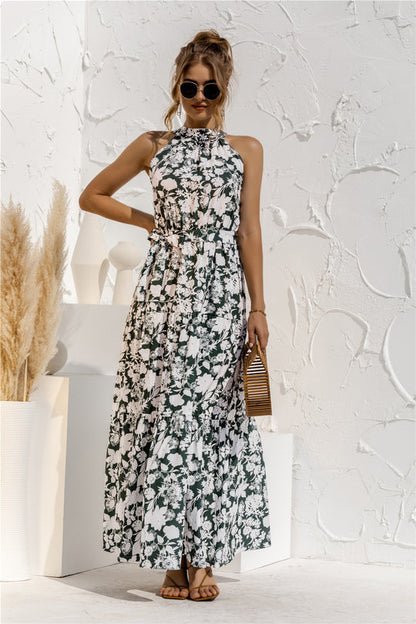 Evonne - Robe longue avec ceinture à nouer et imprimé à pois coloré