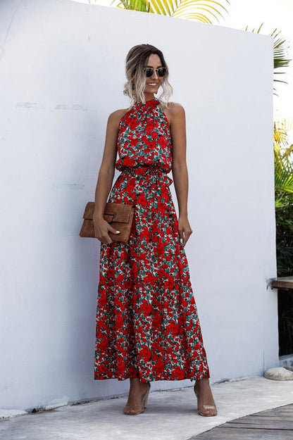 Evonne - Robe longue avec ceinture à nouer et imprimé à pois coloré