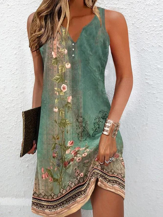 Fallon - Mini robe sans manches à encolure en V verte