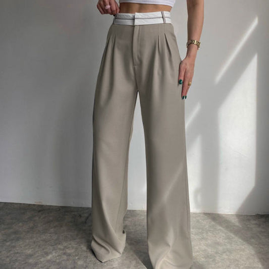 Pantalon coupe droite avec taille haute Fashion