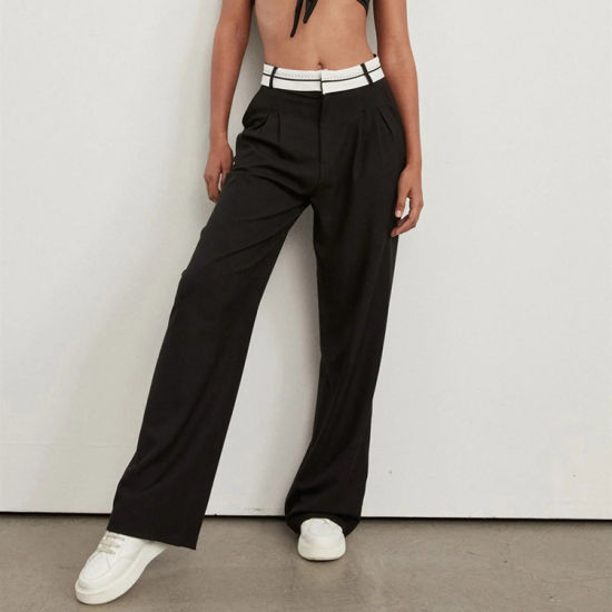 Pantalon coupe droite avec taille haute Fashion