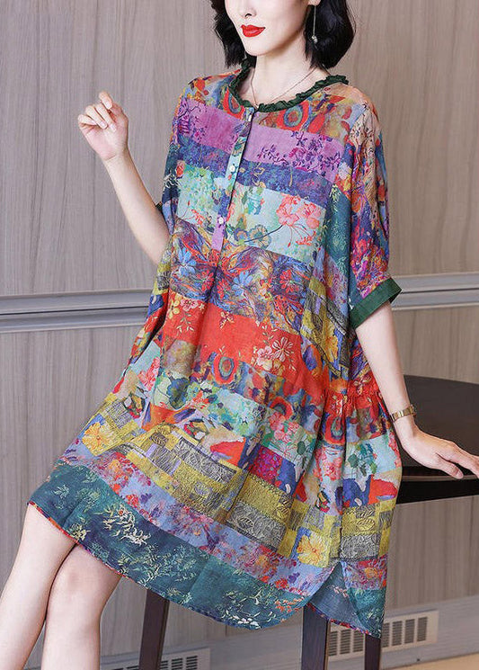 Jheira - Robe vintage avec imprimé et décolleté en O