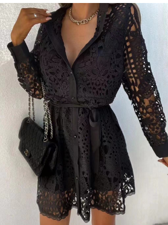 Frannie - Robe ample à col en V et manches longues
