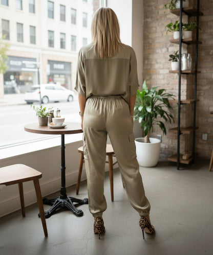 Freya – Ensemble Satin Femme | Haut et Pantalon Long