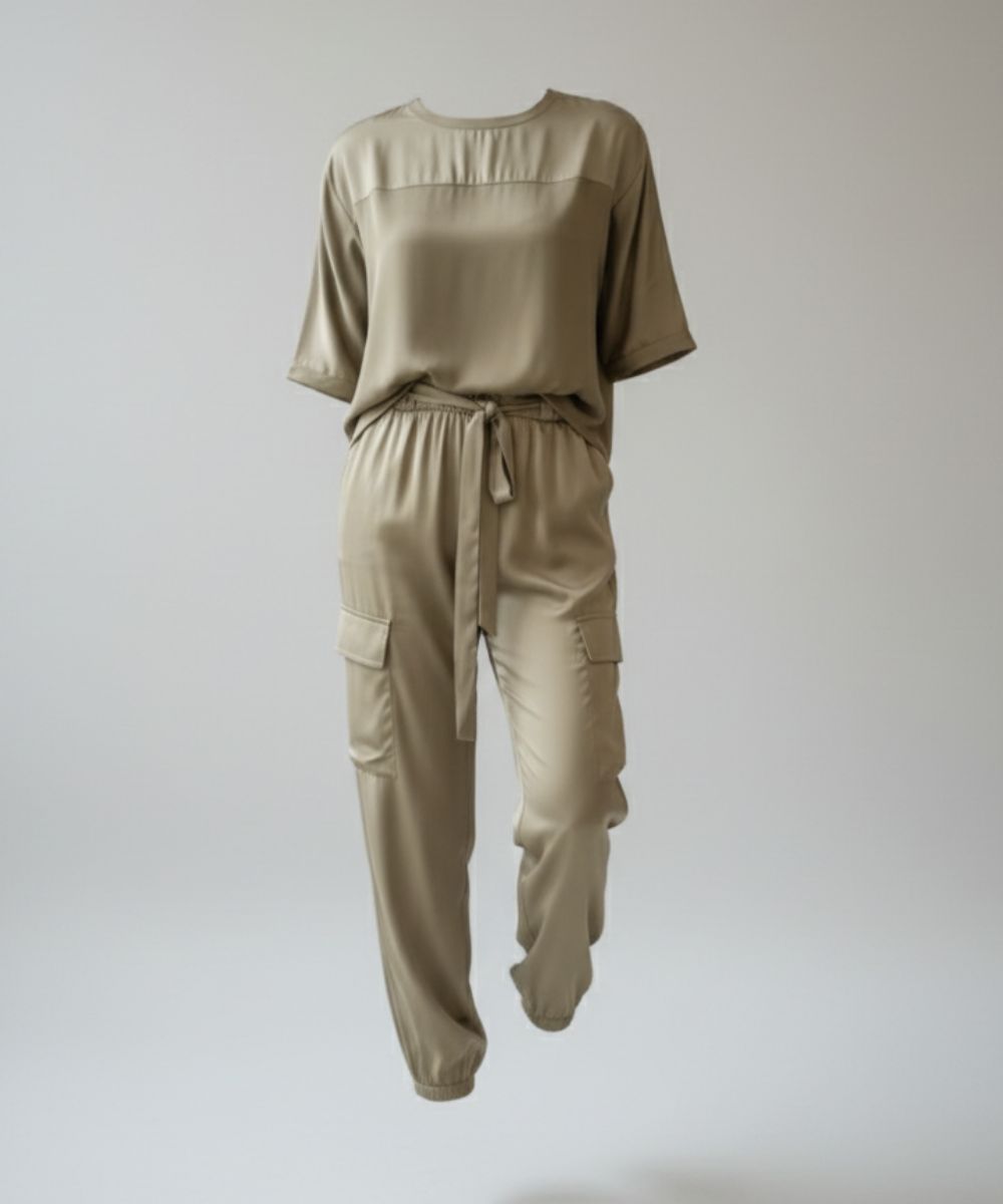 Freya – Ensemble Satin Femme | Haut et Pantalon Long