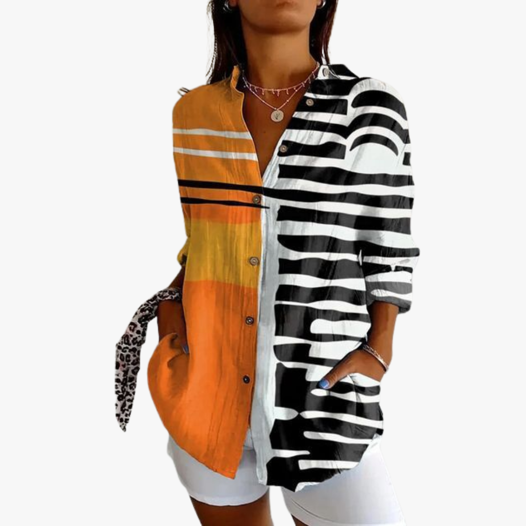 Blouse brodée en lin pour femme