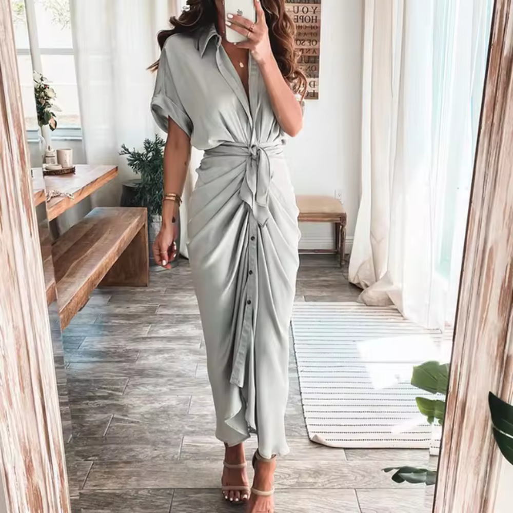 Gabrielle | Élégante robe longue à taille haute