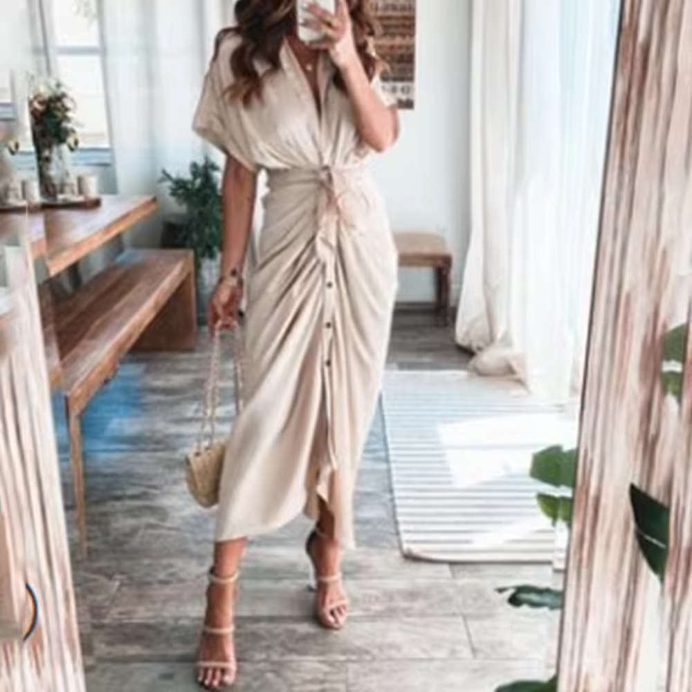 Gabrielle | Élégante robe longue à taille haute