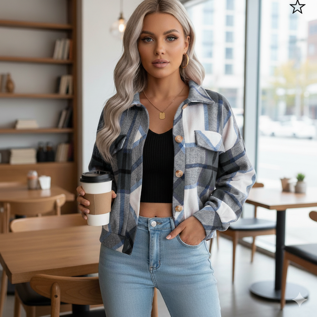 Cheryl | Veste d’Été Femme à Carreaux Chic et Confortable