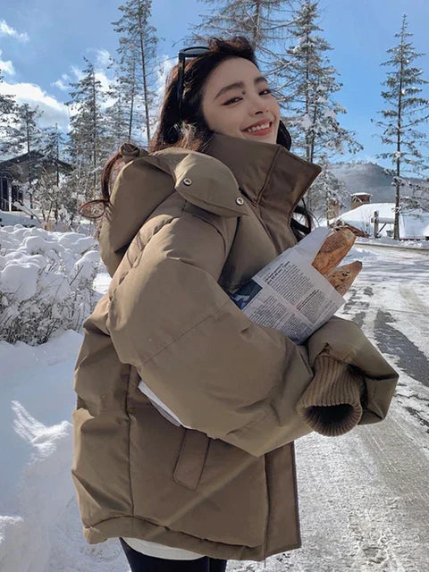 Veste parka d'hiver chaudement matelassée avec capuche