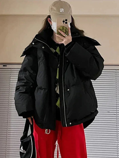 Veste parka d'hiver chaudement matelassée avec capuche