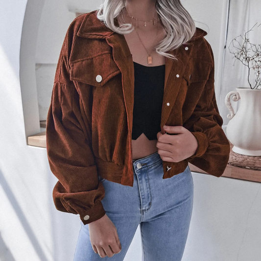 Kelly - veste courte décontractée en velours côtelé