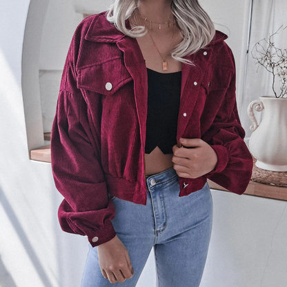 Nicole - veste courte en velours côtelé à la mode
