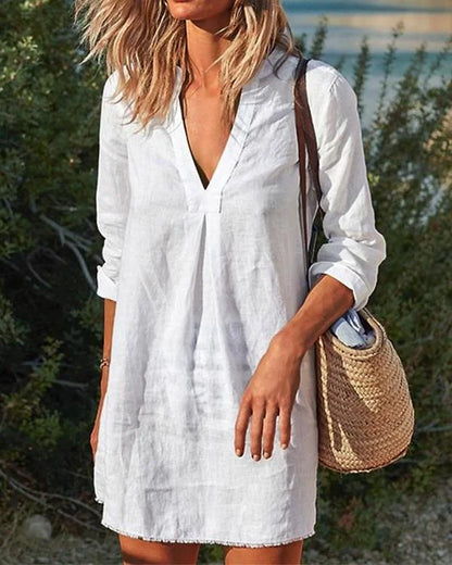 Gienne - Robes décontractées de style vintage avec décolleté en V