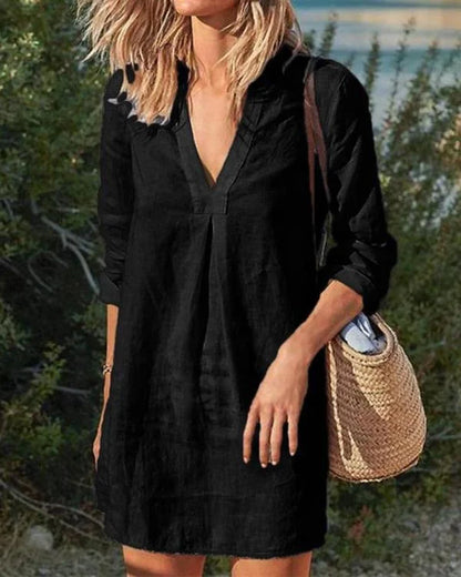 Gienne - Robes décontractées de style vintage avec décolleté en V