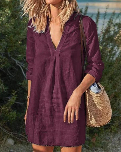 Gienne - Robes décontractées de style vintage avec décolleté en V
