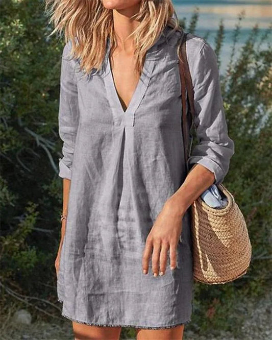 Gienne - Robes décontractées de style vintage avec décolleté en V
