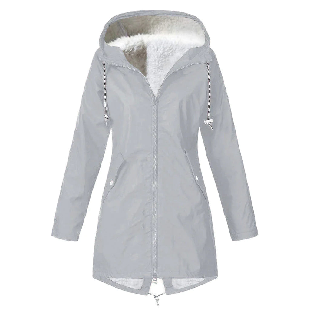 Veste imperméable classique d'extérieur en laine avec capuche pour femmes | Parfait pour les activités de plein air
