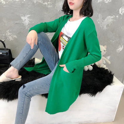 Long cardigan tricoté avec poches