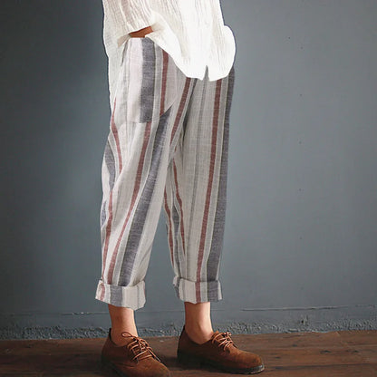 Pantalon oversize en coton et lin