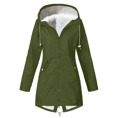 Veste imperméable classique d'extérieur en laine avec capuche pour femmes | Parfait pour les activités de plein air