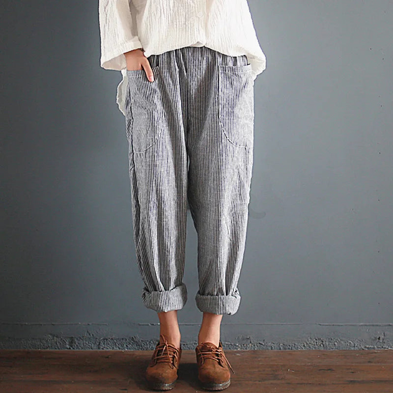 Pantalon oversize en coton et lin