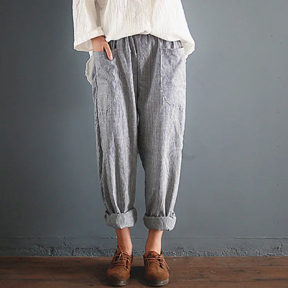 Pantalon oversize en coton et lin