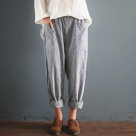 Pantalon oversize en coton et lin