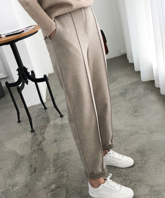 Sab - Pantalon Crayon Khaki d'Hiver Stylé pour Femmes