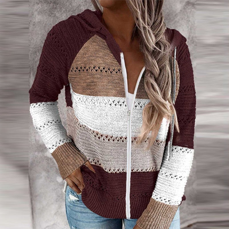 Cardigan à capuche en tricot