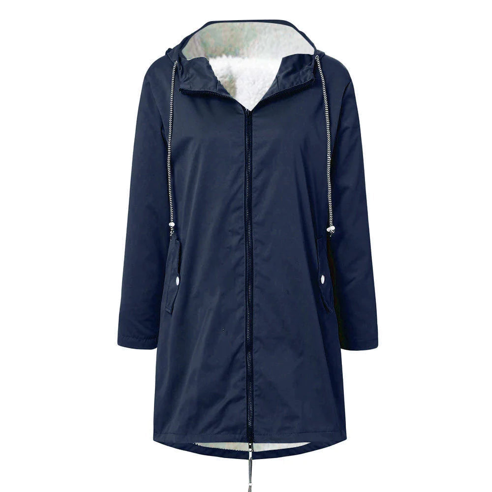 Veste imperméable classique d'extérieur en laine avec capuche pour femmes | Parfait pour les activités de plein air