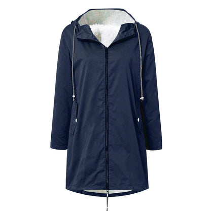 Veste imperméable classique d'extérieur en laine avec capuche pour femmes | Parfait pour les activités de plein air