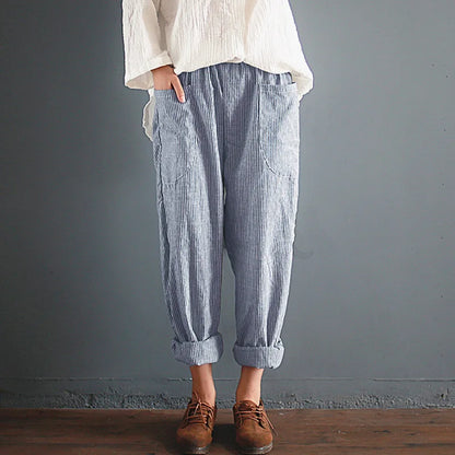 Pantalon oversize en coton et lin