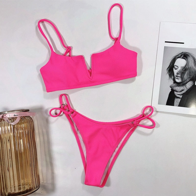 AquaLivv - Bikini brésilien à col en V