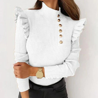 Georgia - Pull Automnal Stylé avec Volants pour Femmes