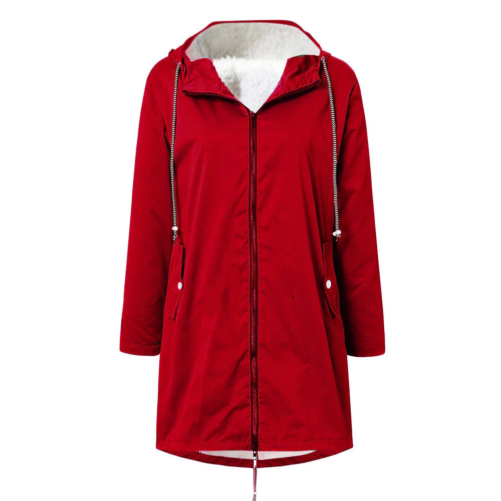 Veste imperméable classique d'extérieur en laine avec capuche pour femmes | Parfait pour les activités de plein air