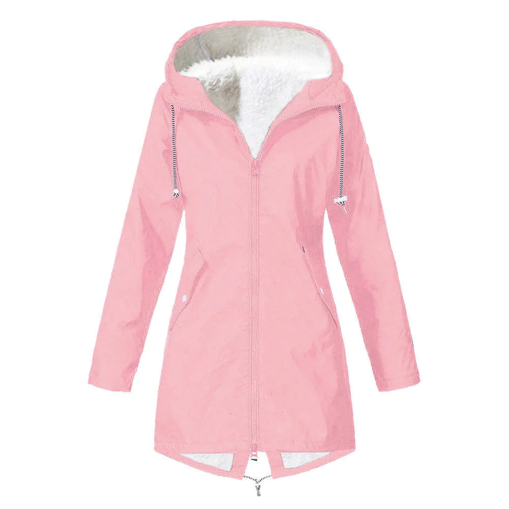 Veste imperméable classique d'extérieur en laine avec capuche pour femmes | Parfait pour les activités de plein air