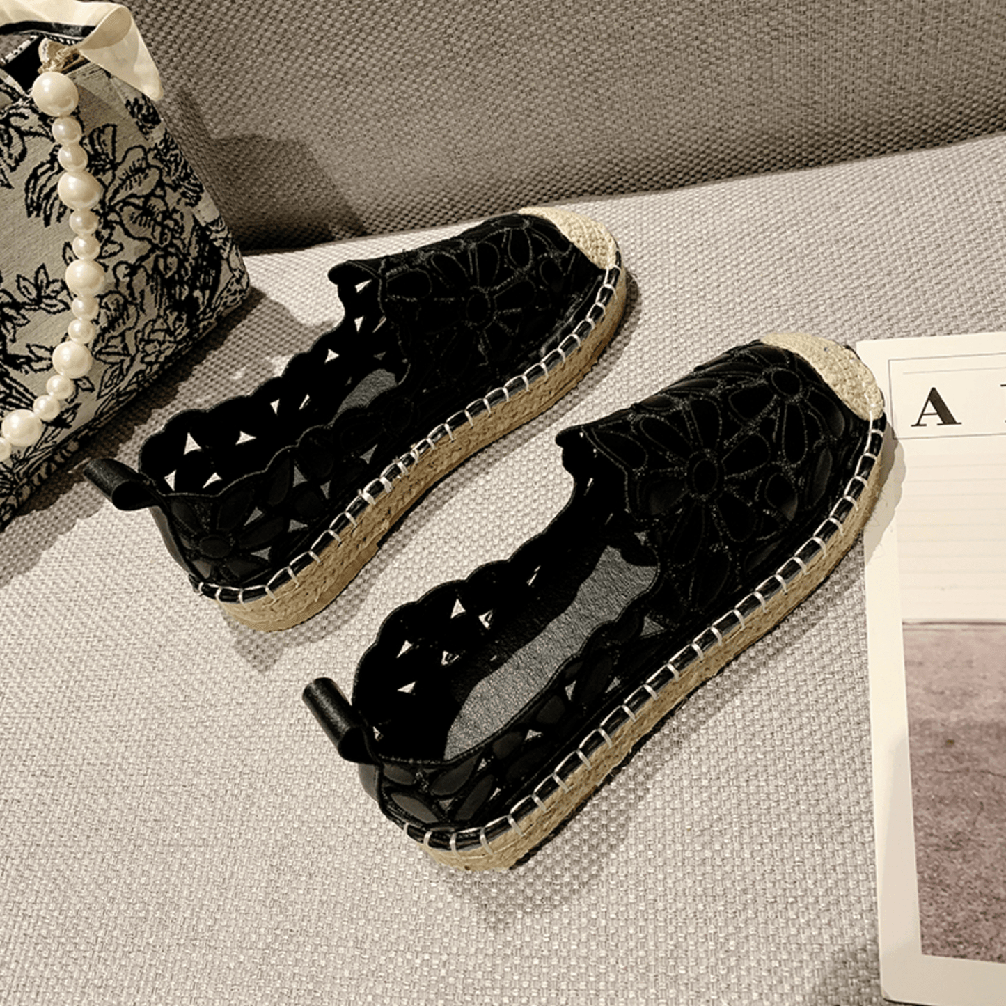 Pien | Espadrilles rétro à motifs floraux et creux