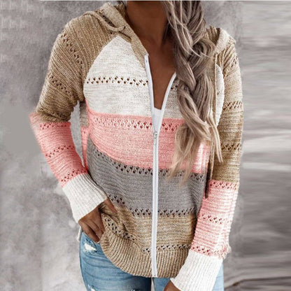 Cardigan à capuche en tricot