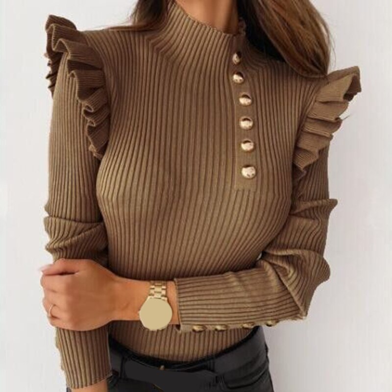 Georgia - Pull Automnal Stylé avec Volants pour Femmes