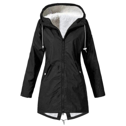 Veste imperméable classique d'extérieur en laine avec capuche pour femmes | Parfait pour les activités de plein air
